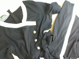 Black women's dress with a belt and buttons