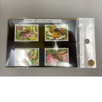 collectible set of Thai postage stamps featuring various bee species. collectible set of Thai postage stamps featuring various bee species.