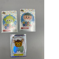 Set of 3 Collectible cards from the 2023 Kakawow Disney Tsum Tsum series featuring characters such as Bashful, Alien, and Bambi.