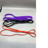 Set of 3  latex resistance loop bands used for strength training, physical therapy, and stretching. 