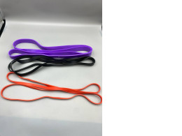 Set of 3  latex resistance loop bands used for strength training, physical therapy, and stretching. 