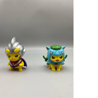 Set of 2 collectible PVC figures of Pikachu cosplaying as Ultraman characters, specifically Pikachu as Ultraman Tiga Set of 2 collectible PVC figures of Pikachu cosplaying as Ultraman characters, specifically Pikachu as Ultraman Tiga