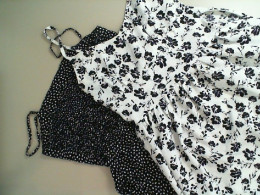 Set of 2 black and white short women's dresses with straps