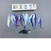 Set of 10  whale-themed bookmarks. 