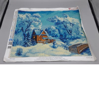 5D DIY Diamond Painting Kit - Winter House Covered in Snow - Produced by Almaznaya Painting.