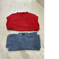 a set of two wide-collar sweaters