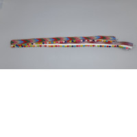  multicolor beaded pom pom braid trim, commonly used for sewing, crafting, and clothing decoration. 