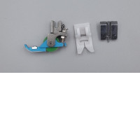 Set of 3 specialized presser feet for a household sewing machine, including a roller foot and a zipper foot.