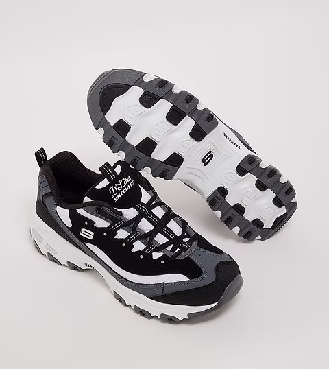 SKECHERS Dama Dlite Popular Vote Negro Blanco Gris - 150241-BKWG